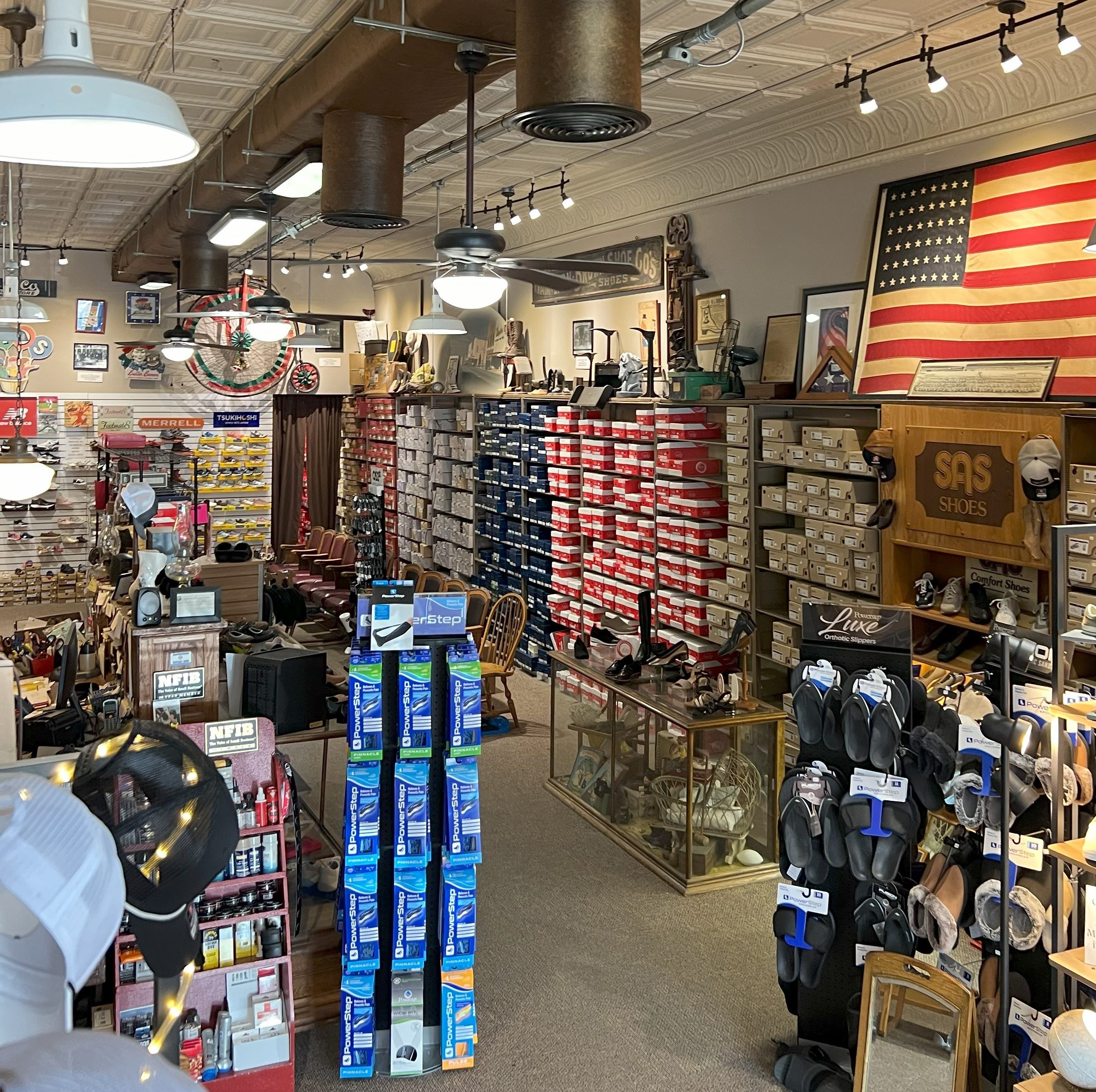 The inside of Clayton's Shoe Store